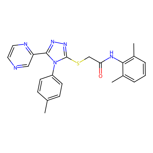 N-(2,6-dimethylphenyl)-2-[[4-(4-methylphenyl)-5-pyrazin-2-yl-1,2,4-triazol-3-yl]sulfanyl]acetamide structure