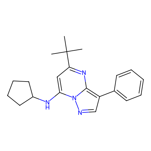 5-tert-butyl-N-cyclopentyl-3-phenylpyrazolo[1,5-a]pyrimidin-7-amine structure