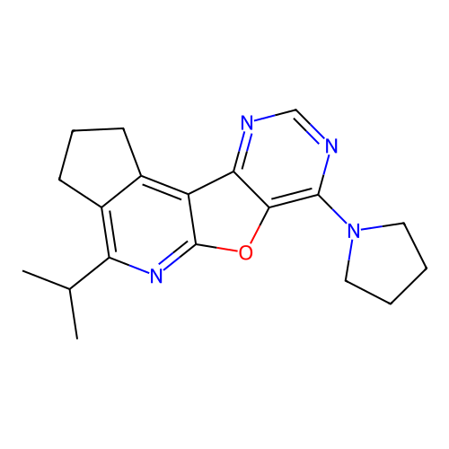 4-(propan-2-yl)-7-(pyrrolidin-1-yl)-2,3-dihydro-1H-cyclopenta[4',5']pyrido[3',2':4,5]furo[3,2-d]pyrimidine structure