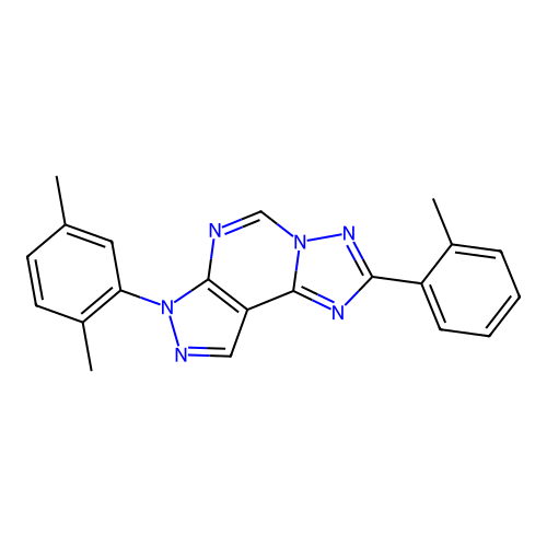 3-(2,5-dimethylphenyl)-8-(2-methylphenyl)-6-hydropyrazolo[5,4-d]1,2,4-triazolo [1,5-e]pyrimidine structure