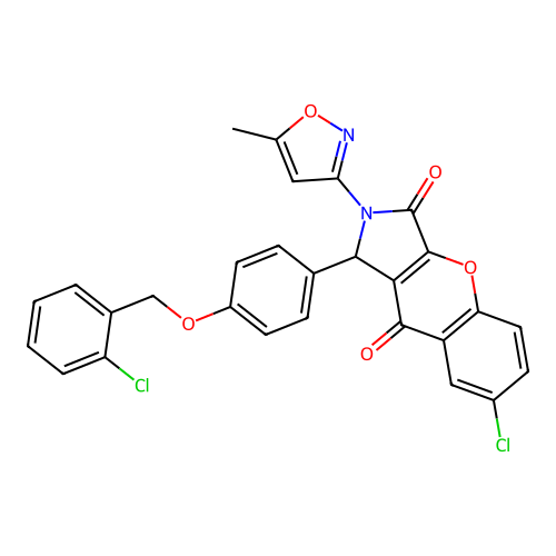 7-chloro-1-(4-((2-chlorobenzyl)oxy)phenyl)-2-(5-methylisoxazol-3-yl)-1,2-dihydrochromeno[2,3-c]pyrrole-3,9-dione structure