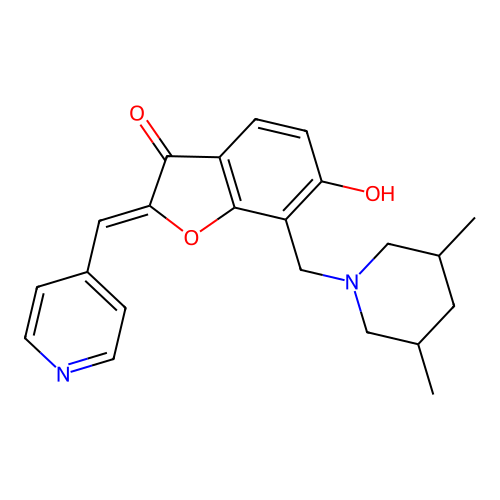(Z)-7-((3,5-dimethylpiperidin-1-yl)methyl)-6-hydroxy-2-(pyridin-4-ylmethylene)benzofuran-3(2H)-one structure