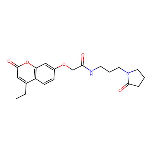 2-((4-ethyl-2-oxo-2H-chromen-7-yl)oxy)-N-(3-(2-oxopyrrolidin-1-yl)propyl)acetamide structure