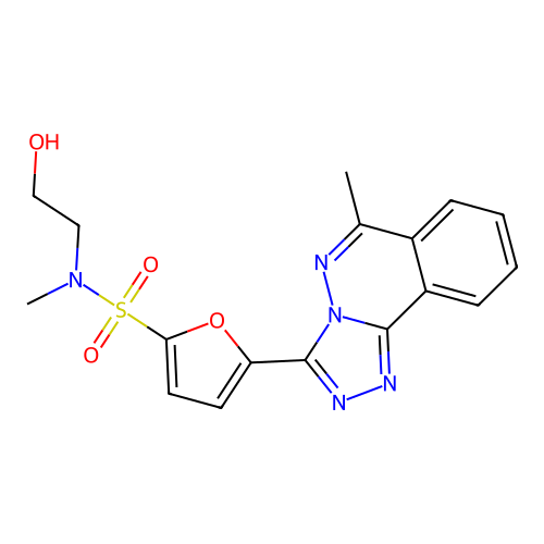N-(2-hydroxyethyl)-N-methyl-5-(6-methyl-[1,2,4]triazolo[3,4-a]phthalazin-3-yl)furan-2-sulfonamide structure