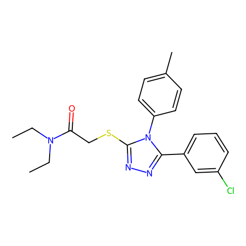 2-{[5-(3-chlorophenyl)-4-(4-methylphenyl)-4H-1,2,4-triazol-3-yl]sulfanyl}-N,N-diethylacetamide structure