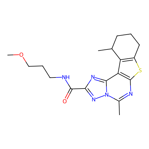 N-(3-methoxypropyl)-5,11-dimethyl-8,9,10,11-tetrahydro[1]benzothieno[3,2-e][1,2,4]triazolo[1,5-c]pyrimidine-2-carboxamide structure