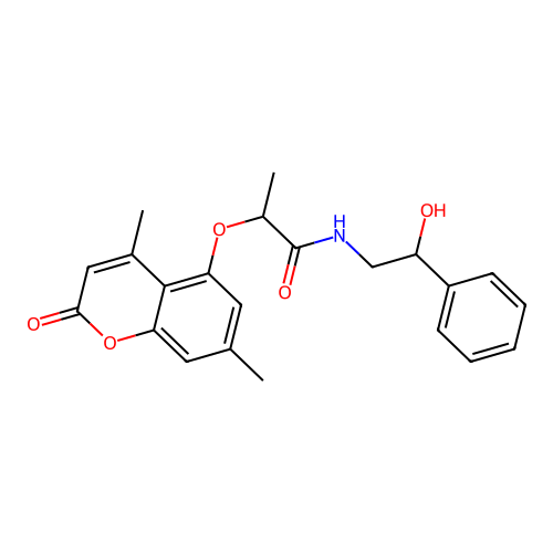 2-((4,7-dimethyl-2-oxo-2H-chromen-5-yl)oxy)-N-(2-hydroxy-2-phenylethyl)propanamide structure