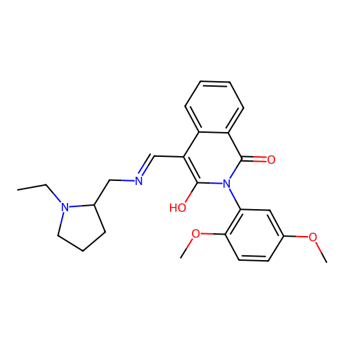 2-(2,5-dimethoxyphenyl)-4-[[(1-ethylpyrrolidin-2-yl)methylamino]methylidene]isoquinoline-1,3-dione structure
