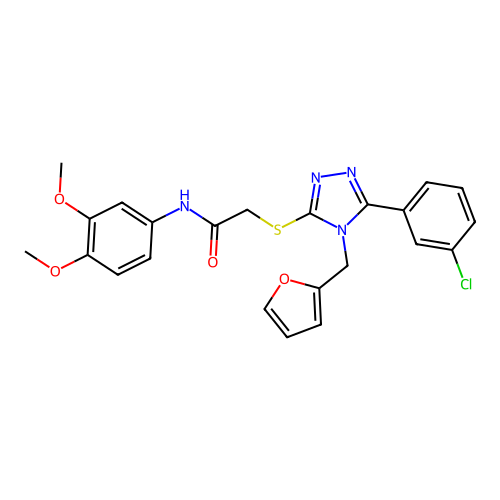 2-{[5-(3-chlorophenyl)-4-(furan-2-ylmethyl)-4H-1,2,4-triazol-3-yl]sulfanyl}-N-(3,4-dimethoxyphenyl)acetamide structure