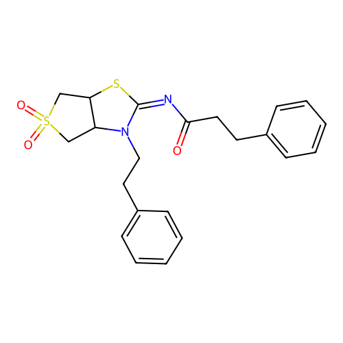 (Z)-N-(5,5-dioxido-3-phenethyltetrahydrothieno[3,4-d]thiazol-2(3H)-ylidene)-3-phenylpropanamide structure