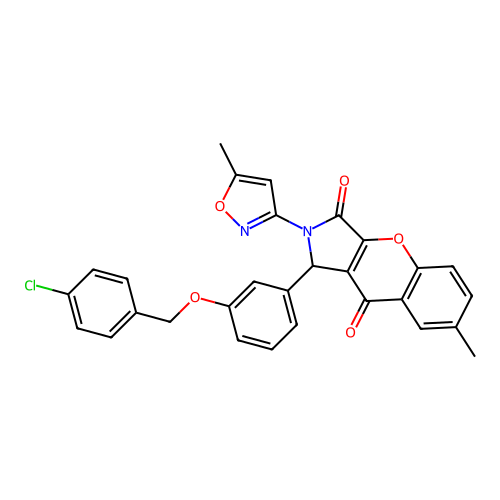 1-(3-((4-chlorobenzyl)oxy)phenyl)-7-methyl-2-(5-methylisoxazol-3-yl)-1,2-dihydrochromeno[2,3-c]pyrrole-3,9-dione structure