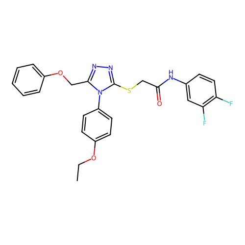 N-(3,4-difluorophenyl)-2-{[4-(4-ethoxyphenyl)-5-(phenoxymethyl)-4H-1,2,4-triazol-3-yl]sulfanyl}acetamide structure