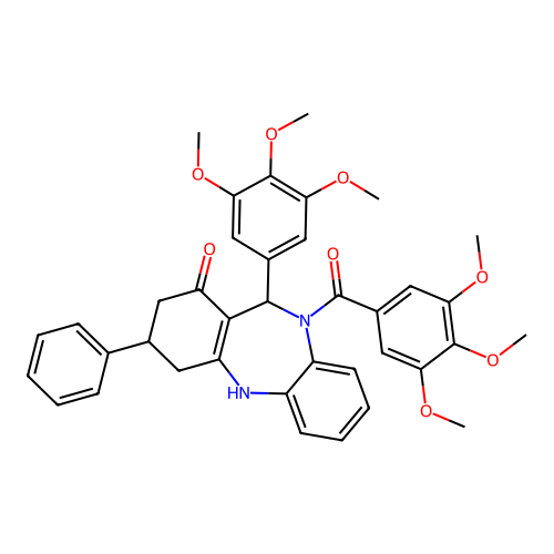 [1-hydroxy-3-phenyl-11-(3,4,5-trimethoxyphenyl)-2,3,4,11-tetrahydro-10H-dibenzo[b,e][1,4]diazepin-10-yl](3,4,5-trimethoxyphenyl)methanone structure
