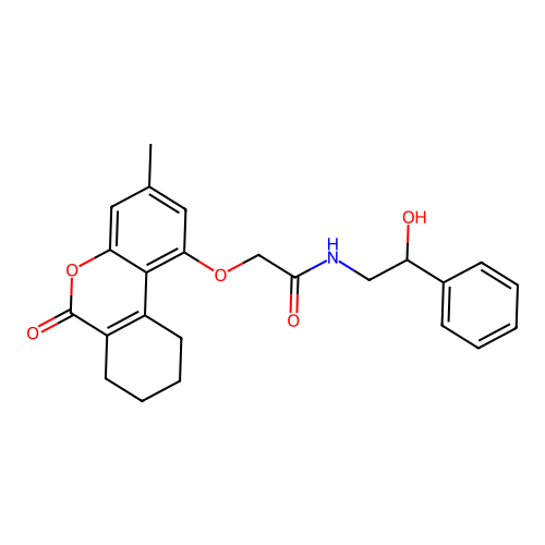 N-(2-hydroxy-2-phenylethyl)-2-((3-methyl-6-oxo-7,8,9,10-tetrahydro-6H-benzo[c]chromen-1-yl)oxy)acetamide structure