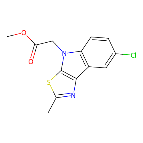 Methyl 2-(7-chloro-2-methyl-[1,3]thiazolo[5,4-b]indol-4-yl)acetate structure