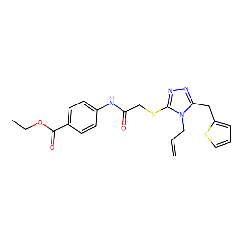ethyl 4-(2-((4-allyl-5-(thiophen-2-ylmethyl)-4H-1,2,4-triazol-3-yl)thio)acetamido)benzoate structure