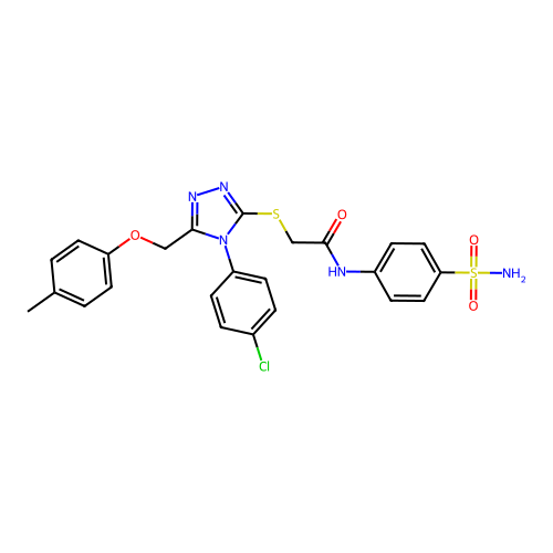 2-((4-(4-chlorophenyl)-5-((p-tolyloxy)methyl)-4H-1,2,4-triazol-3-yl)thio)-N-(4-sulfamoylphenyl)acetamide structure