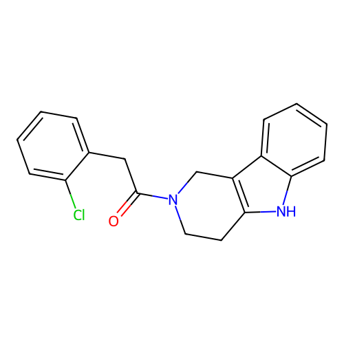 2-(2-chlorophenyl)-1-(1,3,4,5-tetrahydro-2H-pyrido[4,3-b]indol-2-yl)ethanone structure