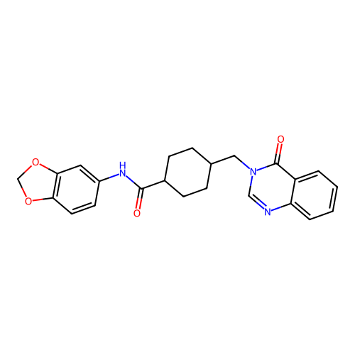 N-(1,3-benzodioxol-5-yl)-4-[(4-oxoquinazolin-3(4H)-yl)methyl]cyclohexanecarboxamide structure