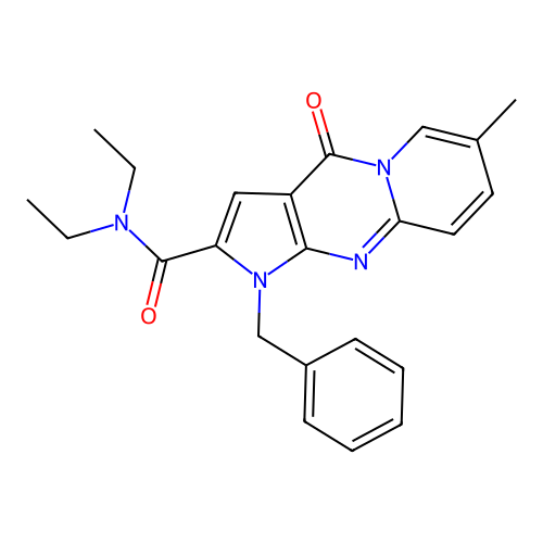 1-benzyl-N,N-diethyl-7-methyl-4-oxo-1,4-dihydropyrido[1,2-a]pyrrolo[2,3-d]pyrimidine-2-carboxamide structure