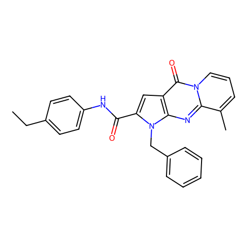 1-benzyl-N-(4-ethylphenyl)-9-methyl-4-oxo-1,4-dihydropyrido[1,2-a]pyrrolo[2,3-d]pyrimidine-2-carboxamide structure