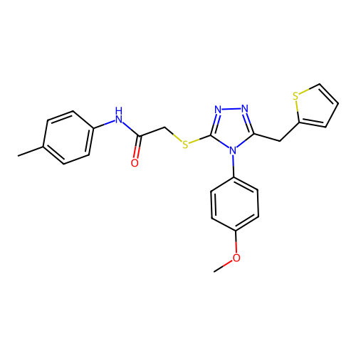 2-{[4-(4-methoxyphenyl)-5-(thiophen-2-ylmethyl)-4H-1,2,4-triazol-3-yl]sulfanyl}-N-(4-methylphenyl)acetamide structure
