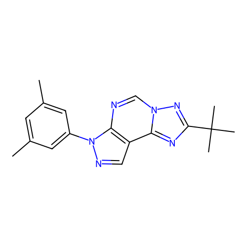 2-tert-butyl-7-(3,5-dimethylphenyl)-7H-pyrazolo[4,3-e][1,2,4]triazolo[1,5-c]pyrimidine structure