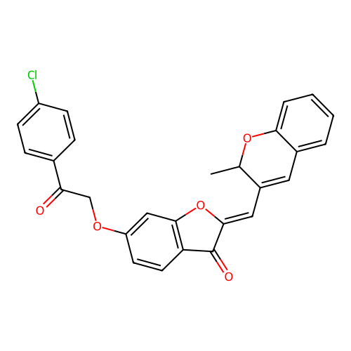 (Z)-6-(2-(4-chlorophenyl)-2-oxoethoxy)-2-((2-methyl-2H-chromen-3-yl)methylene)benzofuran-3(2H)-one structure