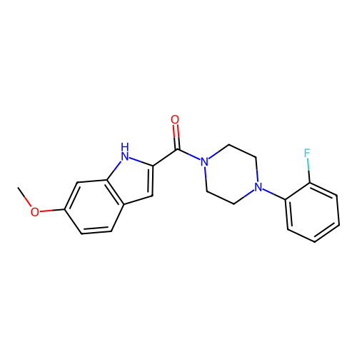 [4-(2-fluorophenyl)piperazin-1-yl]-(6-methoxy-1H-indol-2-yl)methanone structure