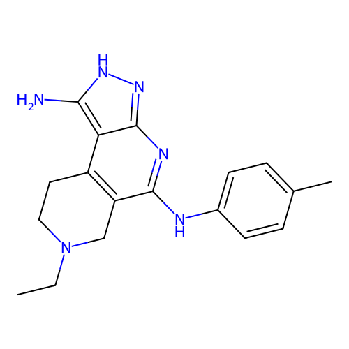 7-ethyl-5-N-(4-methylphenyl)-2,6,8,9-tetrahydropyrazolo[3,4-c][2,7]naphthyridine-1,5-diamine structure
