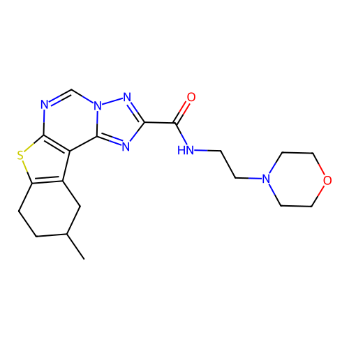 10-methyl-N-(2-morpholinoethyl)-8,9,10,11-tetrahydrobenzo[4,5]thieno[3,2-e][1,2,4]triazolo[1,5-c]pyrimidine-2-carboxamide structure