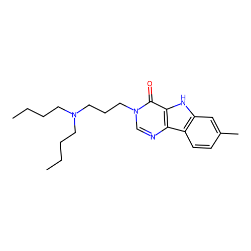 3-[3-(dibutylamino)propyl]-7-methyl-3,5-dihydro-4H-pyrimido[5,4-b]indol-4-one structure