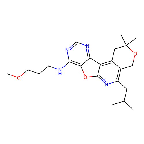5-isobutyl-N-(3-methoxypropyl)-2,2-dimethyl-2,4-dihydro-1H-pyrano[4'',3'':4',5']pyrido[3',2':4,5]furo[3,2-d]pyrimidin-8-amine structure