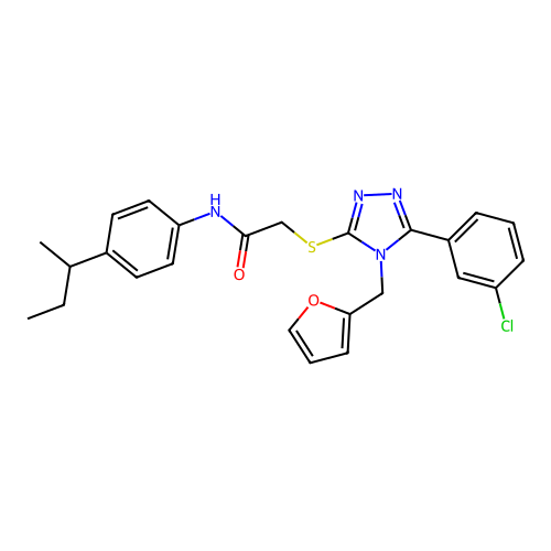 N-[4-(butan-2-yl)phenyl]-2-{[5-(3-chlorophenyl)-4-(furan-2-ylmethyl)-4H-1,2,4-triazol-3-yl]sulfanyl}acetamide structure
