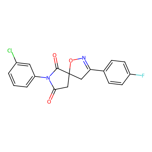 7-(3-chlorophenyl)-3-(4-fluorophenyl)-1-oxa-2,7-diazaspiro[4.4]non-2-ene-6,8-dione structure