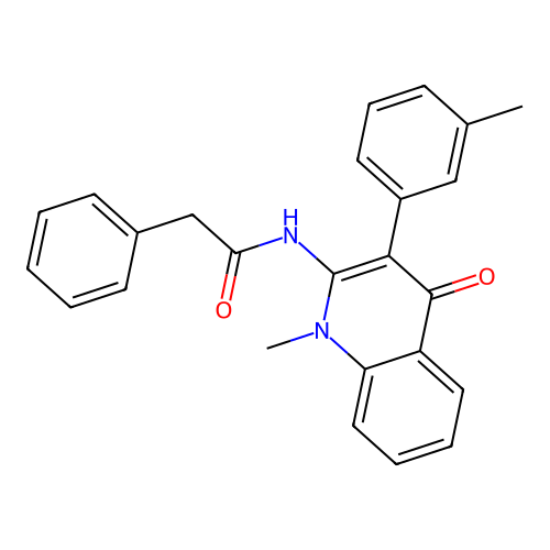 N-[1-methyl-3-(3-methylphenyl)-4-oxo-1,4-dihydroquinolin-2-yl]-2-phenylacetamide structure