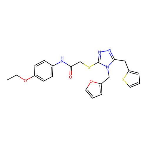 N-(4-ethoxyphenyl)-2-((4-(furan-2-ylmethyl)-5-(thiophen-2-ylmethyl)-4H-1,2,4-triazol-3-yl)thio)acetamide structure