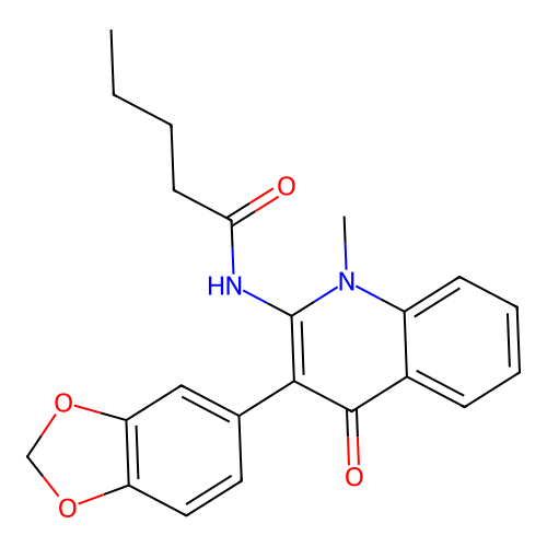 N-[3-(1,3-benzodioxol-5-yl)-1-methyl-4-oxo-1,4-dihydroquinolin-2-yl]pentanamide structure