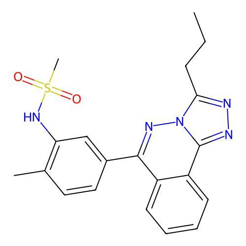 N-(2-methyl-5-(3-propyl-[1,2,4]triazolo[3,4-a]phthalazin-6-yl)phenyl)methanesulfonamide structure