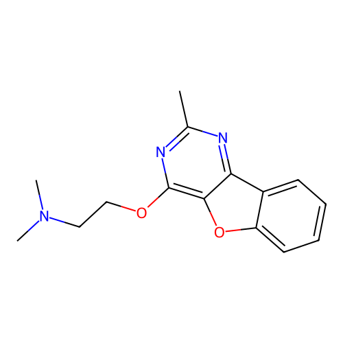 N,N-dimethyl-2-[(2-methyl[1]benzofuro[3,2-d]pyrimidin-4-yl)oxy]ethanamine structure