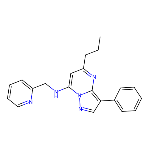 3-phenyl-5-propyl-N-(pyridin-2-ylmethyl)pyrazolo[1,5-a]pyrimidin-7-amine structure