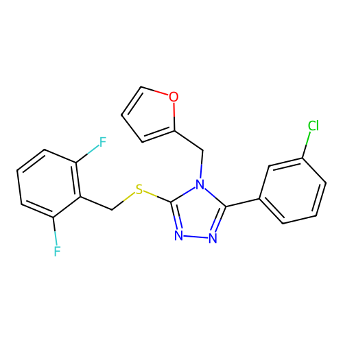 3-(3-chlorophenyl)-5-((2,6-difluorobenzyl)thio)-4-(furan-2-ylmethyl)-4H-1,2,4-triazole structure