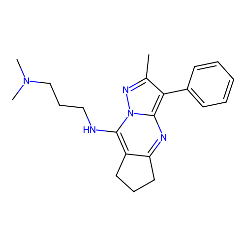 N,N-dimethyl-N'-(2-methyl-3-phenyl-6,7-dihydro-5H-cyclopenta[d]pyrazolo[1,5-a]pyrimidin-8-yl)propane-1,3-diamine structure