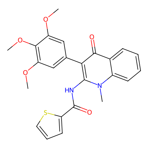 N-[1-methyl-4-oxo-3-(3,4,5-trimethoxyphenyl)quinolin-2-yl]thiophene-2-carboxamide structure