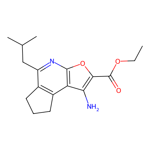 ethyl 1-amino-5-isobutyl-7,8-dihydro-6H-cyclopenta[d]furo[2,3-b]pyridine-2-carboxylate structure