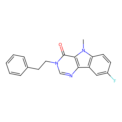 8-fluoro-5-methyl-3-(2-phenylethyl)-3,5-dihydro-4H-pyrimido[5,4-b]indol-4-one structure