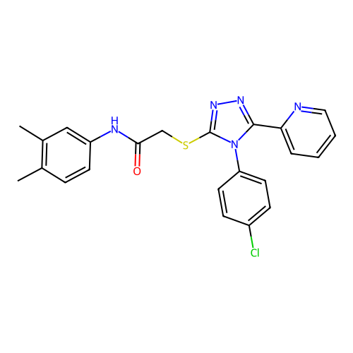 2-[[4-(4-chlorophenyl)-5-pyridin-2-yl-1,2,4-triazol-3-yl]sulfanyl]-N-(3,4-dimethylphenyl)acetamide structure
