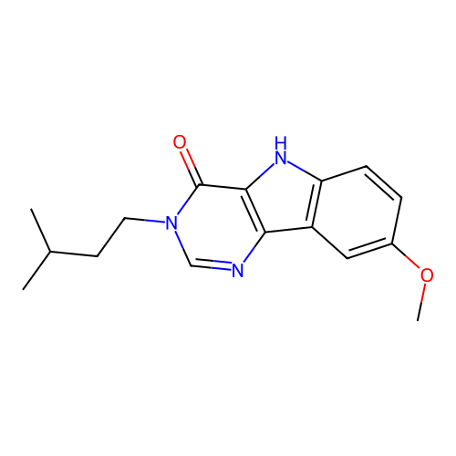 8-methoxy-3-(3-methylbutyl)-3,5-dihydro-4H-pyrimido[5,4-b]indol-4-one structure