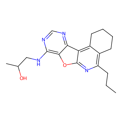 1-[(5-propyl-1,2,3,4-tetrahydropyrimido[4',5':4,5]furo[2,3-c]isoquinolin-8-yl)amino]propan-2-ol structure