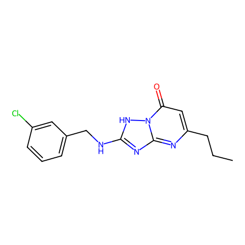 2-[(3-Chlorobenzyl)amino]-5-propyl[1,2,4]triazolo[1,5-a]pyrimidin-7-ol structure